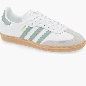 Adidas Samba White and Mint Green Shoes